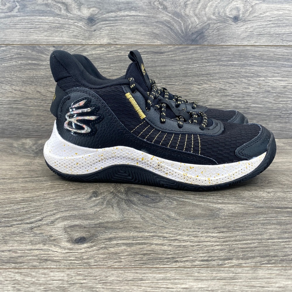 Under Armour Curry Basketball Shoes Youth 5Y Black Gold Speckled 3026623-001 - Picture 1 of 9